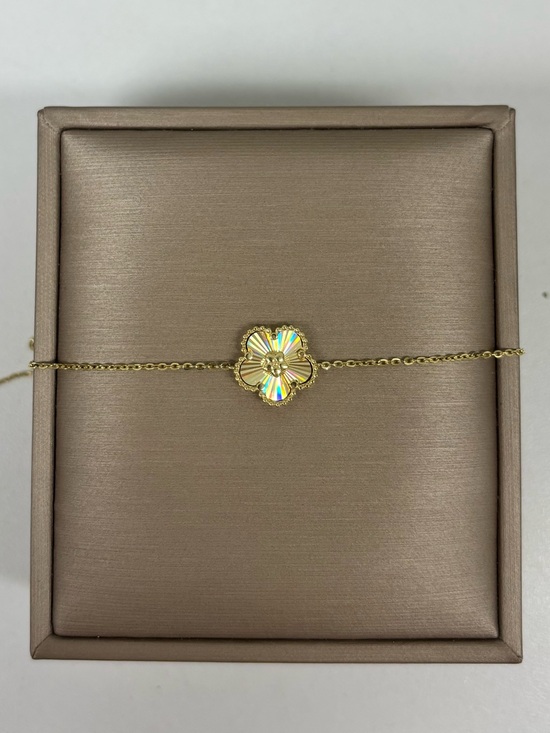 Jewelry - 10k Solid Yellow Gold Adjustable Flower Bracelet Super Shiny